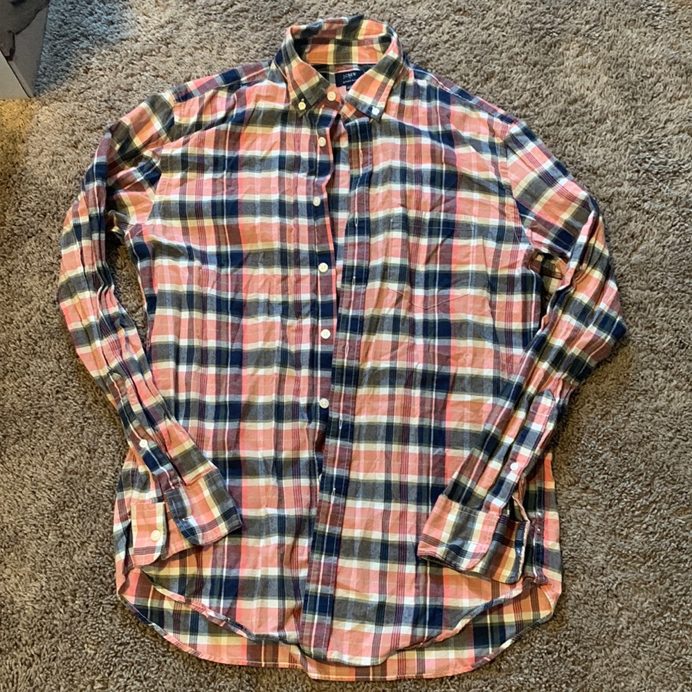 J-Crew button-down Men’s plaid shirt Size L